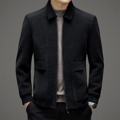 Autumn and Winter New Men's Jacket Business Casual Knitted Take-off Lapel Jacket Jacket Chenille Cotton Thick Jacket