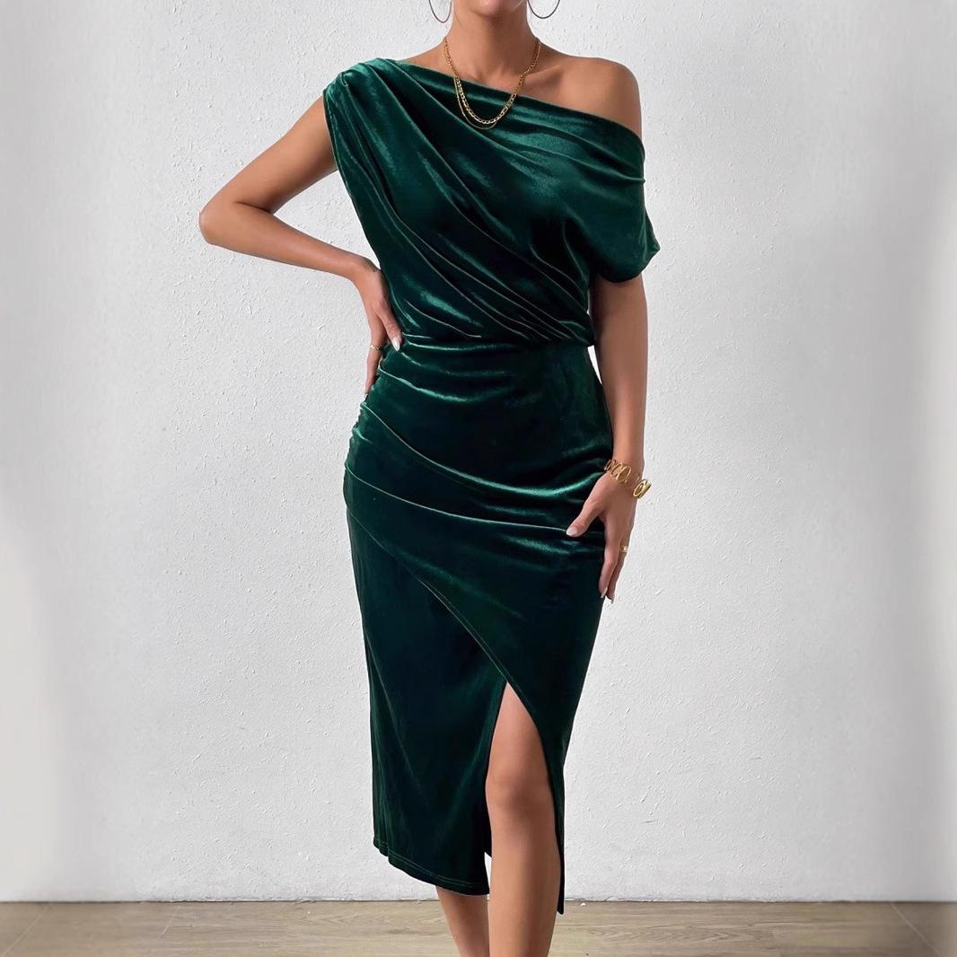 

Женское формальное платье без бретелек с открытыми плечами, вечернее платье, банкетное платье, элегантный темперамент, платье для ужина M зелёный