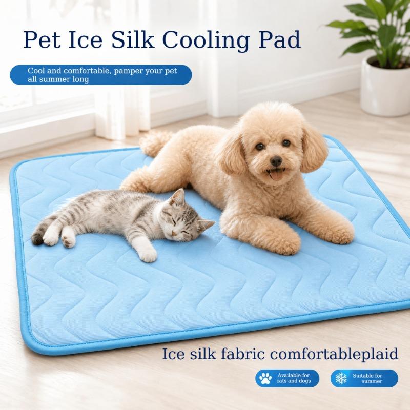 Ice Silk Pets Cooling Mat Summer Cool Dogs Cats Sleeping Pad Breathable Anti-slip Puppy Cushion for Floor Cage Sofa Car Travel