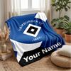 Hamburger SV Custom Name Text Flannel Blanket Soccer Logo Personalized Fleece Throw Blanket Special Gift For Sofa Bedroom Home