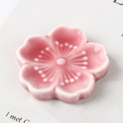 Cute Kitchen Spoon Fork Chopstick Rest Sakura Blossoms Chopsticks Holder Ceramic Colorful