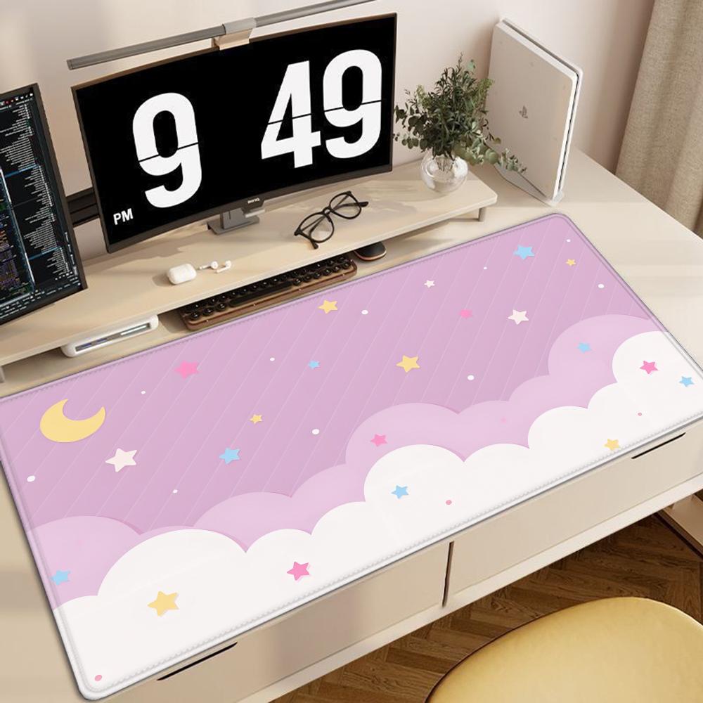 Large Size Pink Mousepad 90x40cm Pastel Clouds Deskmat Xxl Kawaii NonSlip Mouse Pad Cute Mice Rugs Extended Gaming Keyboard Mat