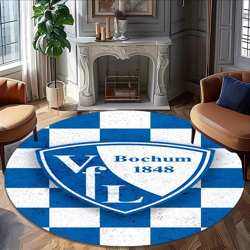 1pc Football Team Print Round Carpet Chair Round Carpet Suitable for Bedroom Living Room Home Decorative Carpet