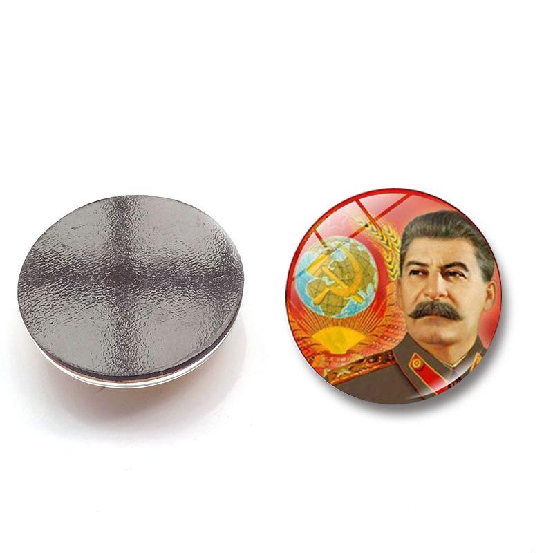 Cccp Soviet Army Red Star Brooches Pin Glass Cabochon Art Round Badges Logo Collarpins Jewelry For Friends Gift