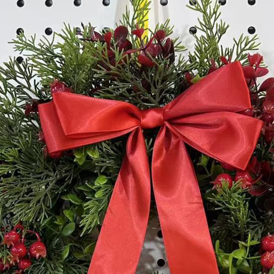 Yousheng Christmas Wreaths for Front Door Artificial Greeney Wreath with Bow And Red Berries for Holiday Home Wall Fireplace Indoor Outdoor Porch