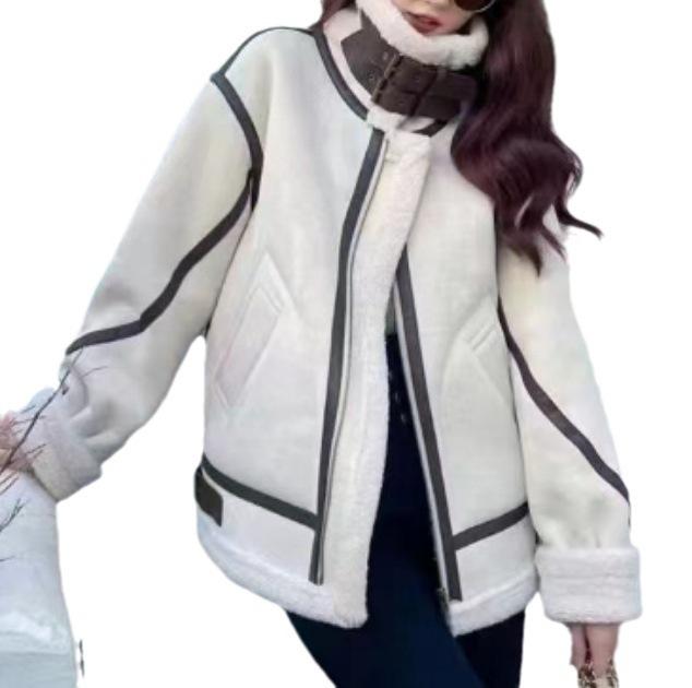 Fur integrated imitation fur coat women's winter new velvet thickened suede lamb wool coat loose locomotive clothes