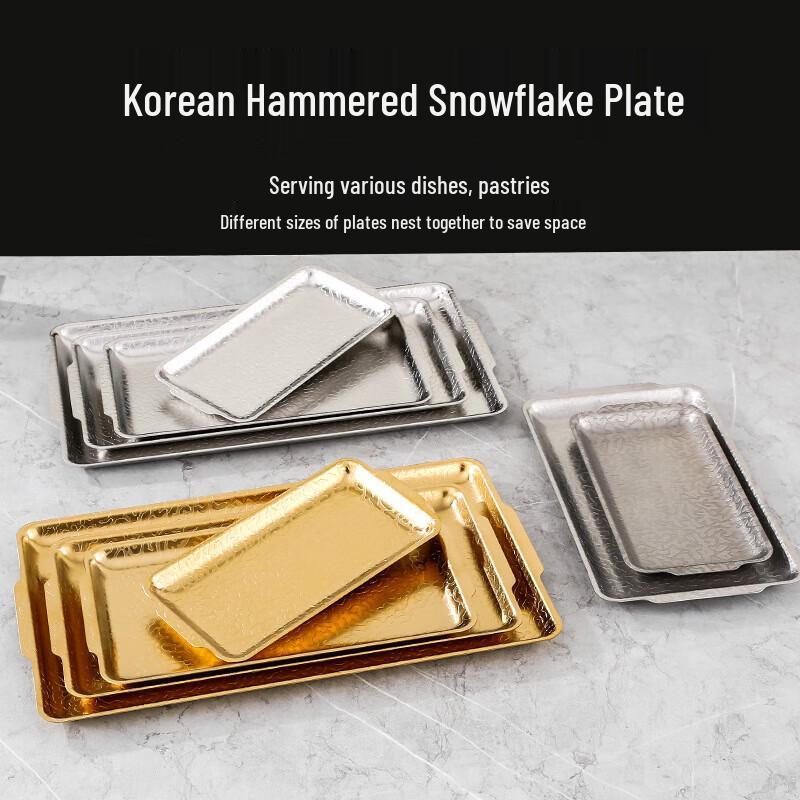 Jingbeier Koreansk Stil Hamrad Rostfri Stål Serveringsbricka