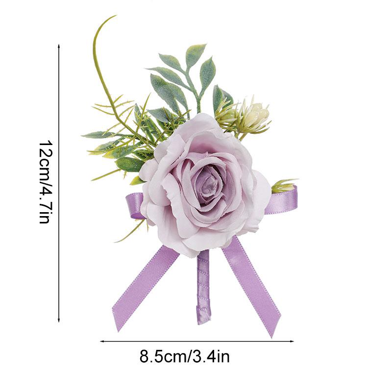 1 pz Fiore Artificiale Accessori Matrimonio Corsage da Polso Bottoniera Matrimonio Braccialetti per Damigelle Rose di Seta