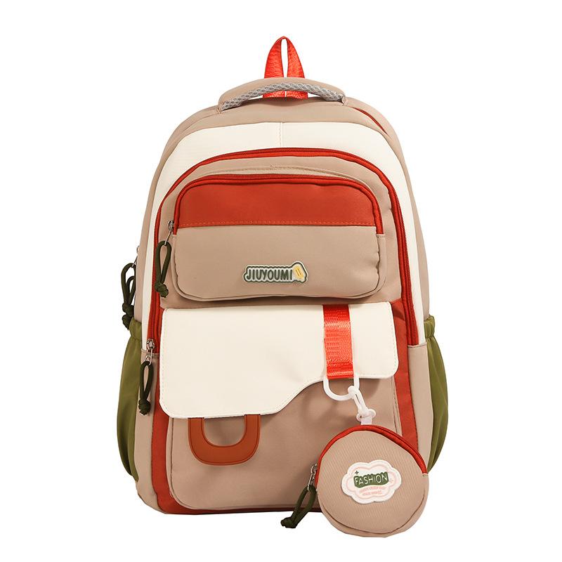 Large Capacity Girls Backpack Color Contrast Student Schoolbag