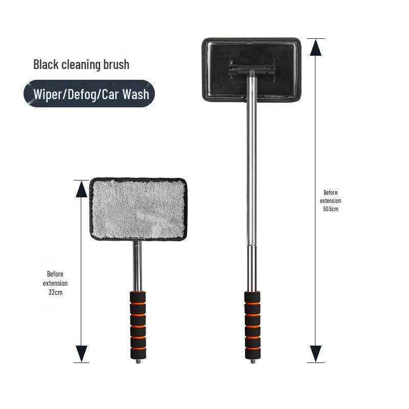 Retractable Rearview Mirror & Window Cleaning Brush/Squeegee