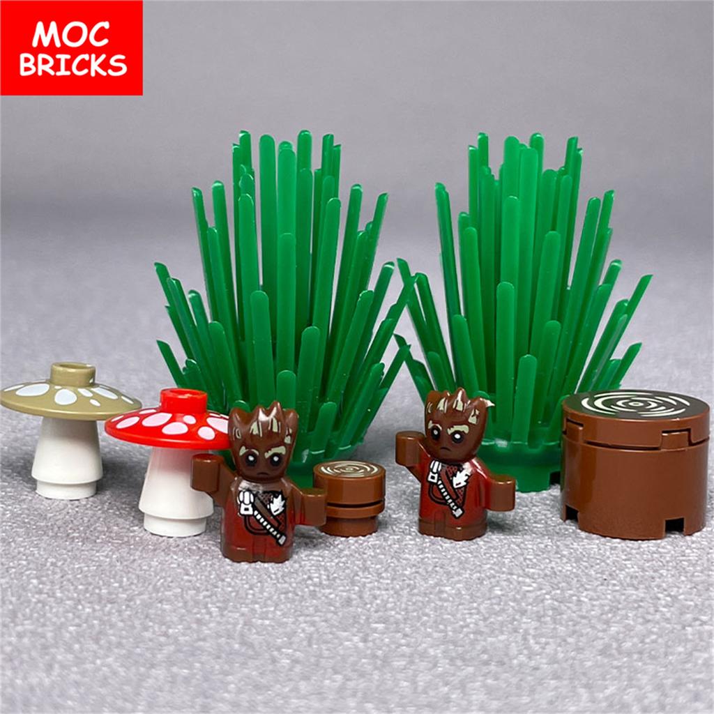 MOC Bricks Hero Little Tree Man 16mm Figure Guard Accessories Assembled Building Blocks Kid Dolls Toys