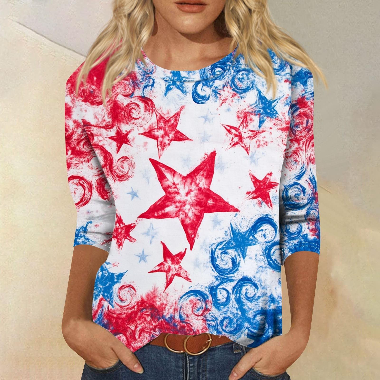 

Женская футболка Повседневная футболка с принтом «День независимости», джемпер с круглым вырезом L киноварь