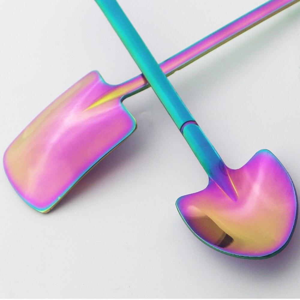Dinnerware Gold Retro Shovel Flat Coffee Tea Ice Cream Spoons Gift Creative Bar Stainless Steel 304 Dessert Spoon Set Housewares