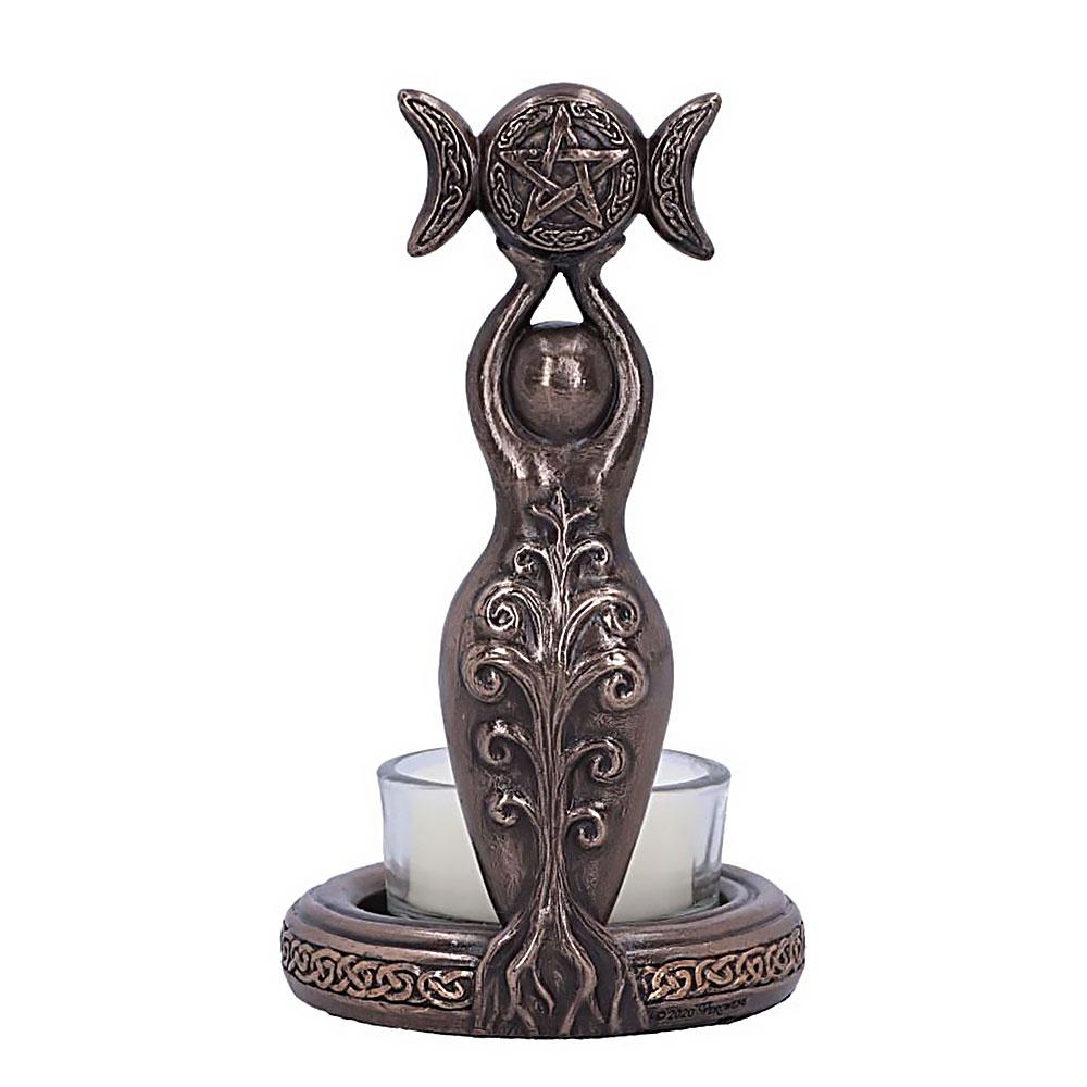 Goddess Triple Moon Tealight Candle Holder Stand Resin Sculpture Candlesticks Home Decor Gift
