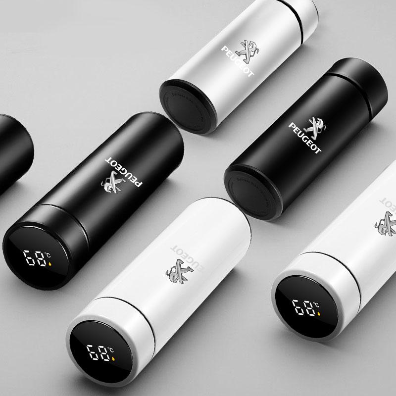 Smart termosmugg för bil med temperaturvisning Kaffekopp för Peugeot 308 408 508 RCZ 208 3008 2008 206 207 108 406 407 408 206 207 208 306 307