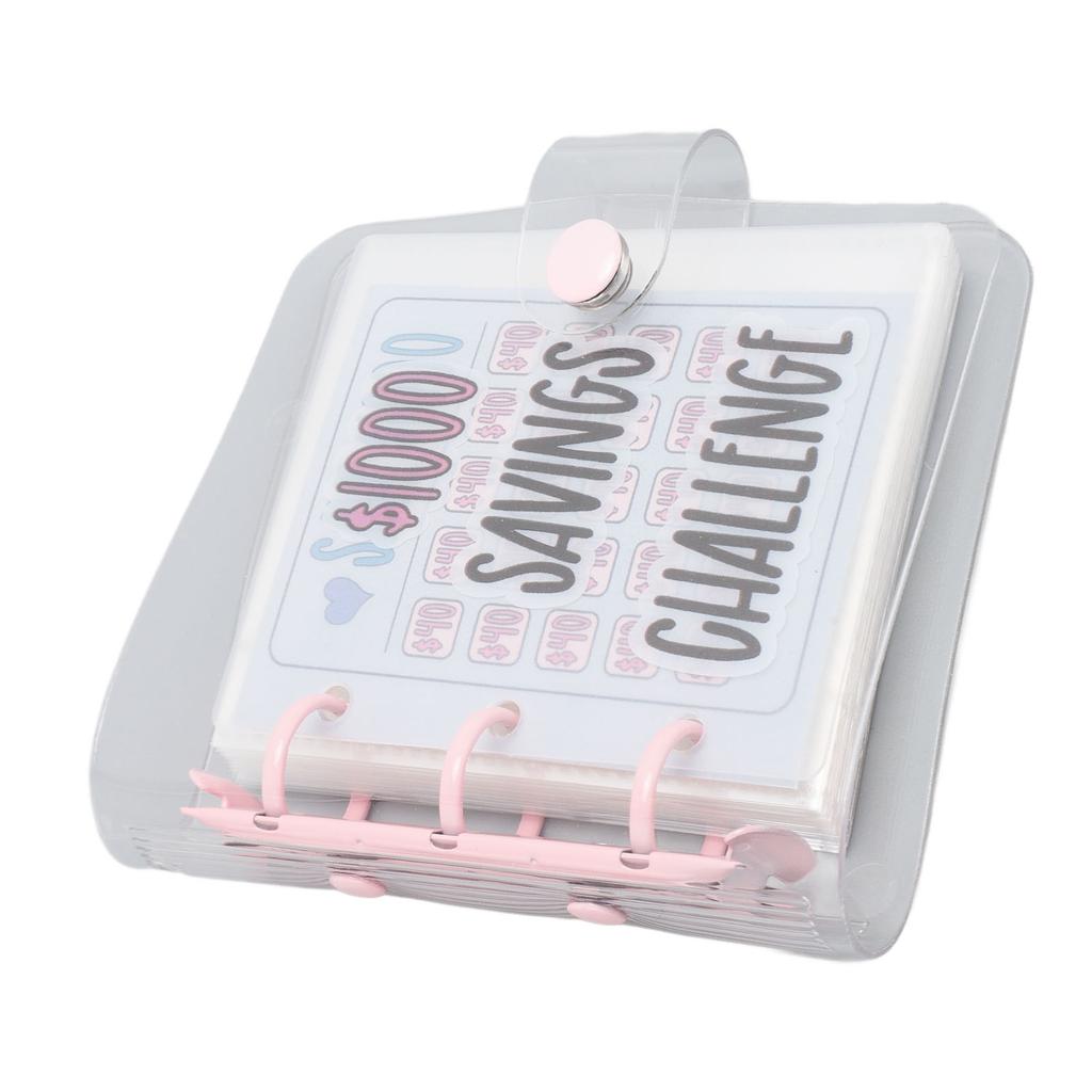 1000 Savings Challenge Binder Multipurpose PVC Reusable Mini Budget Binder with Sticker for Money