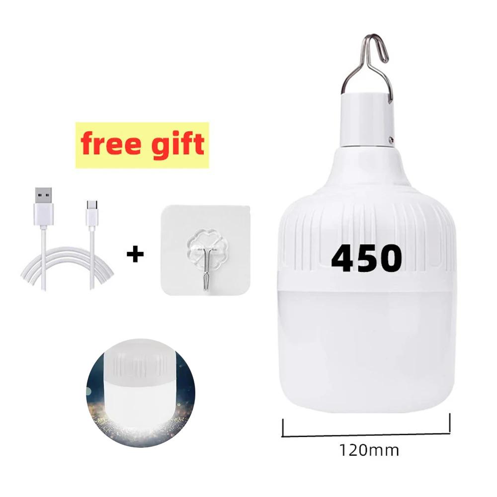 1-8pcs Portable LED Outdoor Camping Lights USB Rechargeable Lamp Hook Emergency Bulb High Power Tents Lantern Night Lights Bulb