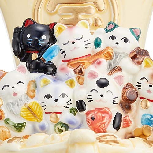 Ale-net Seven Lucky Cats Treasure Ship Cream-Colored Lucky Charm Good Luck Maneki-neko Ceramic Seto Ware