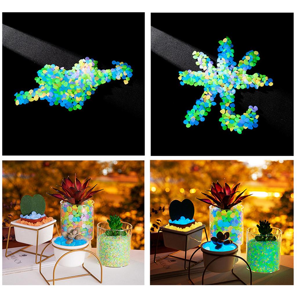 300pcs Luminous Pebble Stone Glow In The Dark Pebbles Colorful Gravel for Aquarium Fish Tank Ornament