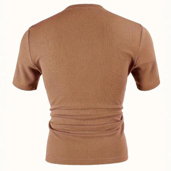 Tricou bărbați cu guler în V, mânecă scurtă, culoare solidă, Slim Fit, moale, respirabil, vară, casual, topuri, purtare zilnică