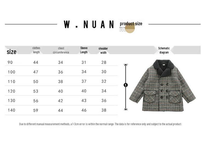 Chlapecký vlněný kabát střední délky - Podzim 2025 Módní flísová podšívka pro malé až střední děti