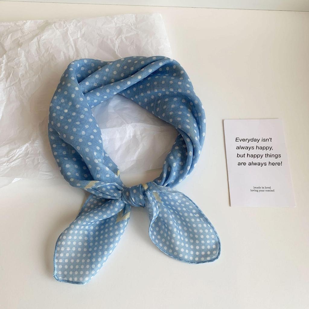 Blue Women's Headscarf: New Spring/Summer Style, High-End Feel, Breathable, Versatile, Trendy Triangle Scarf.