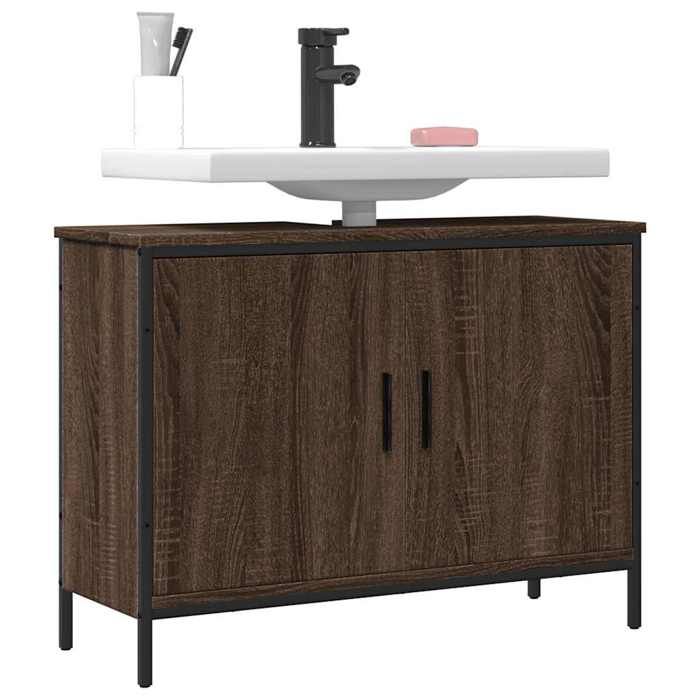 VidaXL Bathroom Vanity Cabinet, Sink Unit with Storage, Toilet Under-Sink Cabinet, Modern, Brown Oak 842455