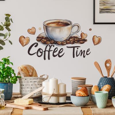 Cani de cafea pictate cu sloganuri în engleză Iubind boabele de cafea Decor de fundal pentru acasă Autocolante de perete