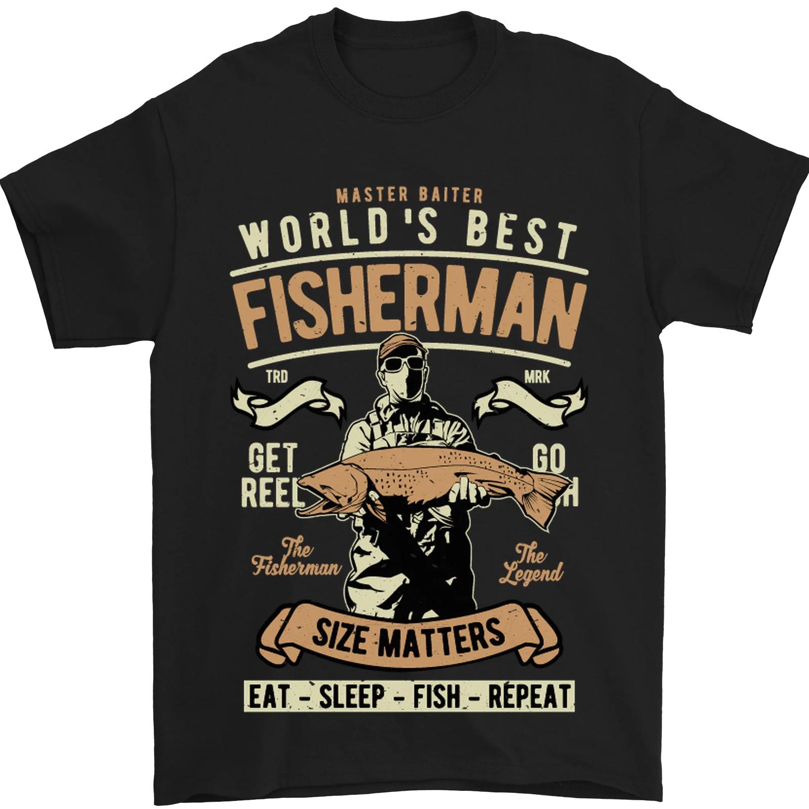 Worlds Best Fisherman Father s Day Fishing Men s T-Shirt 100% Cotton- S