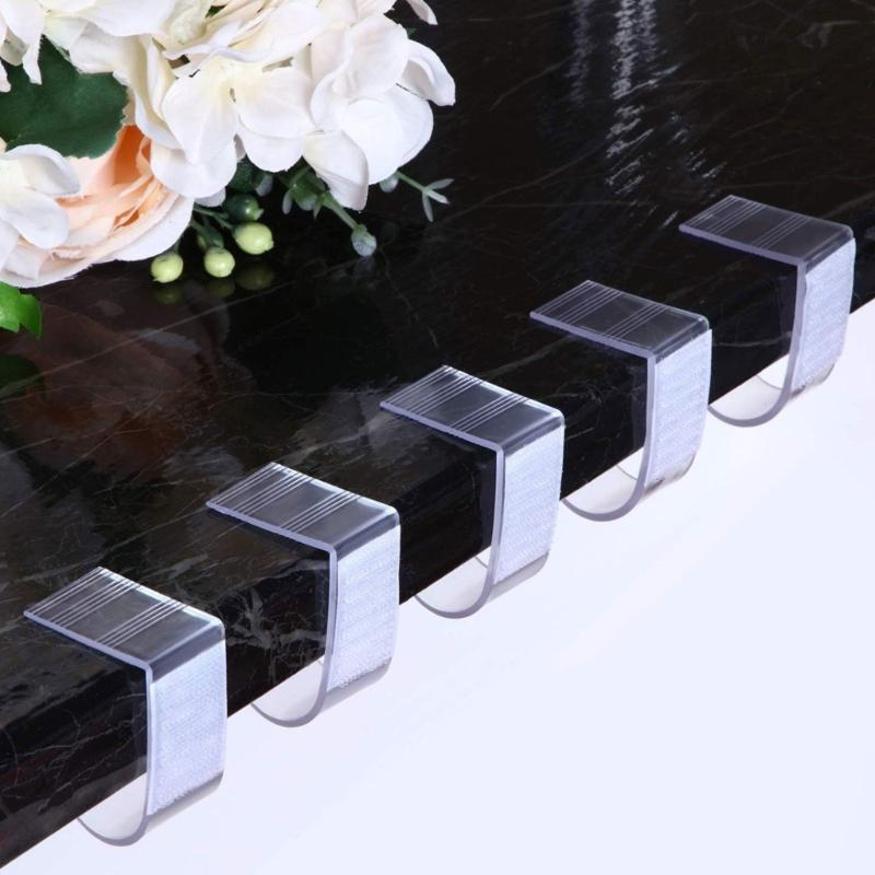 Reusable Table Skirting Fasteners, 12 Piece Plastic Tablecloth Holders with Touch Fastener Straps for Wedding Tables and Trade Show Displays