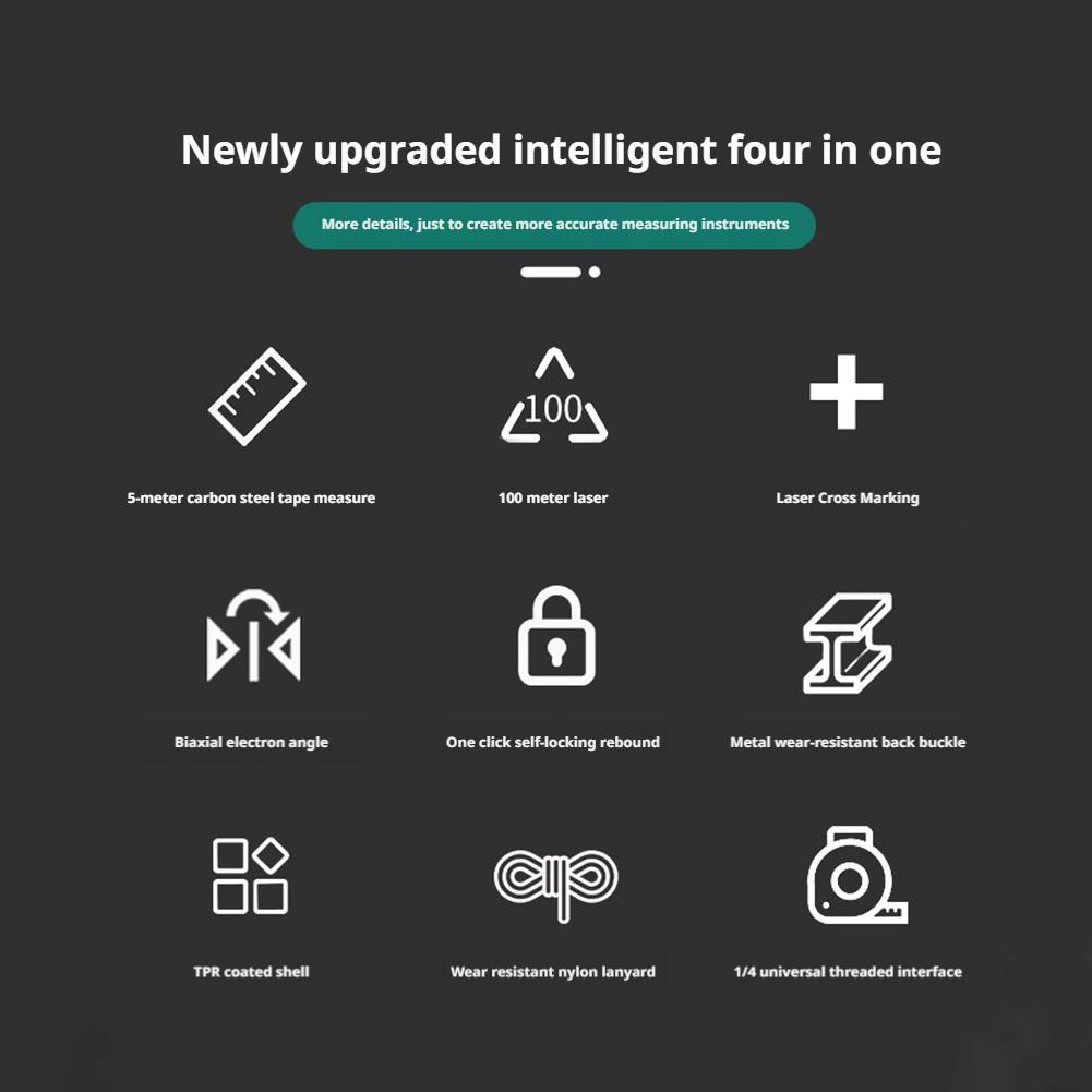 Portable Laser Tape Measure 4 In 1 Digital Tape Measure High Precision Laser Rangefinder Steel Tape Measure High Elasticity Tool