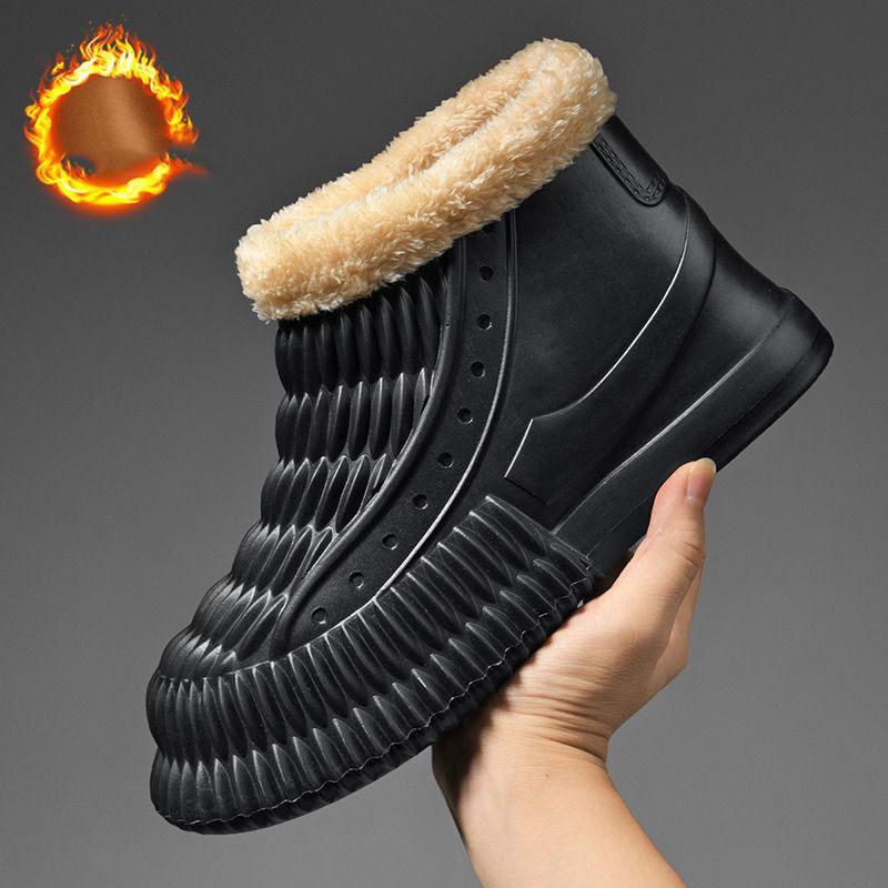 

Мужские ботинки модные трендовые зимние теплые плюшевые хлопковые туфли мужские водонепроницаемые зимние ботинки большого размера 39 чёрный