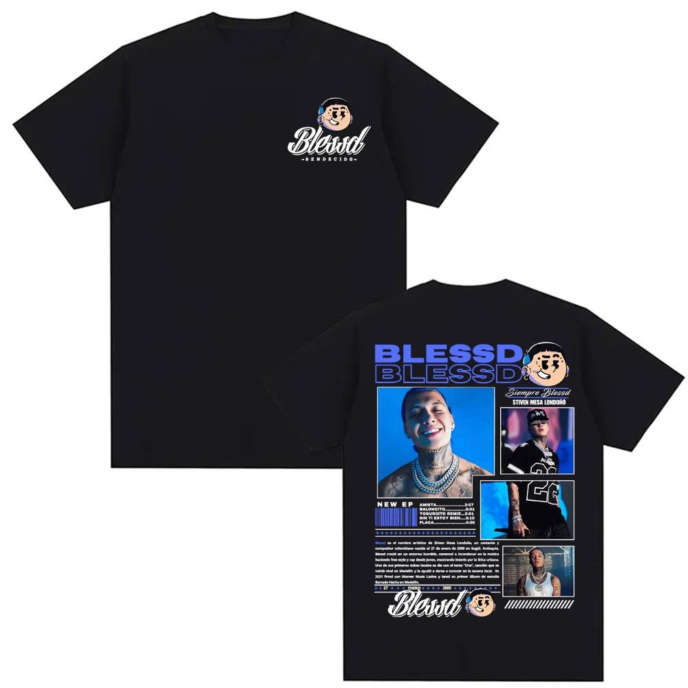Blessd El Bendito Album Graphic 100cotton Unisexs shirt Y2k Hip Hop ONeck Short Sleeve Womens summer fashion oversized Tshirt