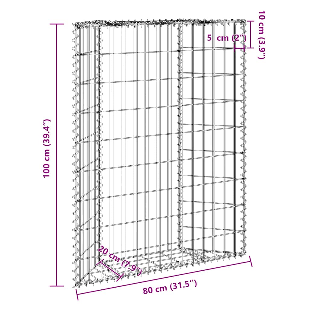 Gabion Raised Bed Trapezoidal Shape Galvanized Steel 80 X 20 X 100 Cm