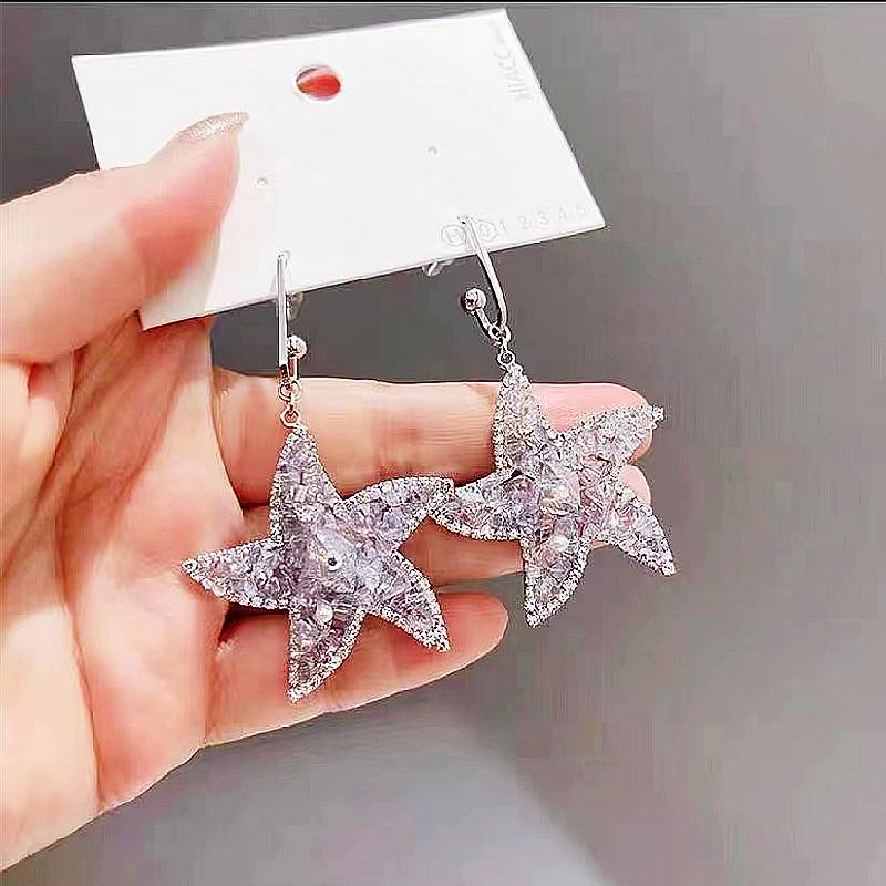 S925 Sterling Silver Rhinestone Star Earrings – Trendy Korean Design, High-Quality Craftsmanship