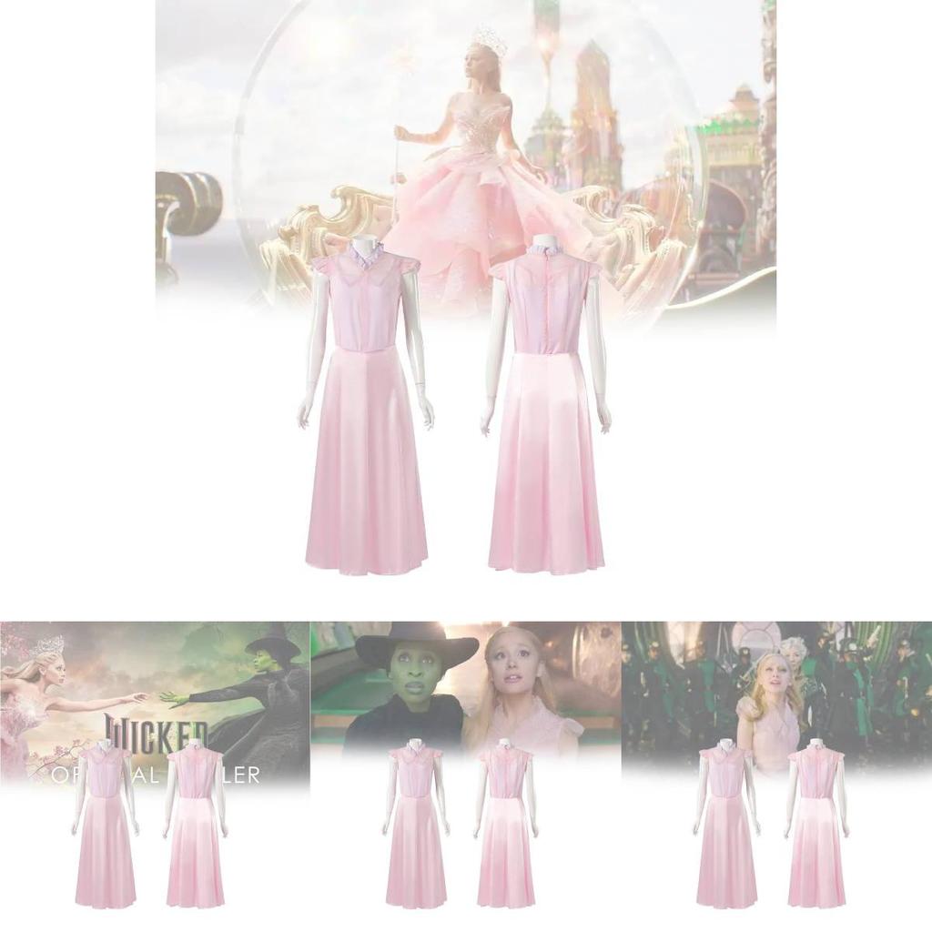 Enchanting Glinda Costume Dress For Women Featuring Vibrant Pink Corset Style Design For Magical Wicked Cosplay