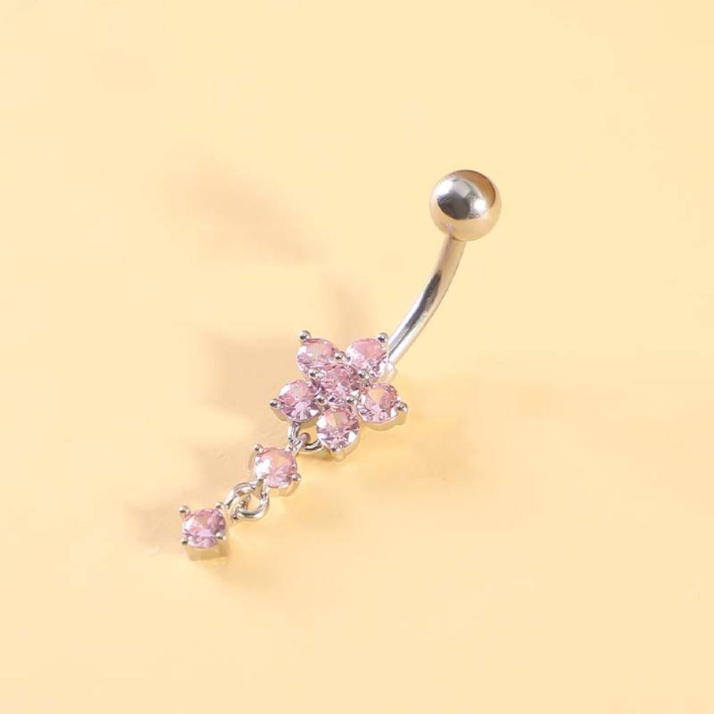 Rhinestone Flower Pendants Belly Button Ring Body Piercing Jewelry  Party Decoration