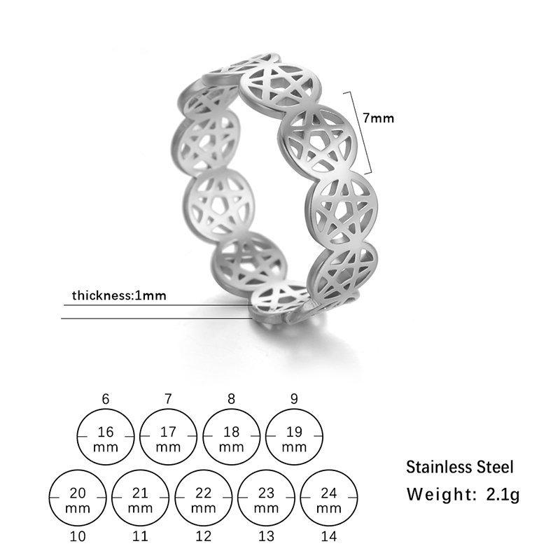 Rose Gold Pentagram Hollow Out Ring For Women Small Personalized Finger Ring Fashionable Exquisite Jewelry
