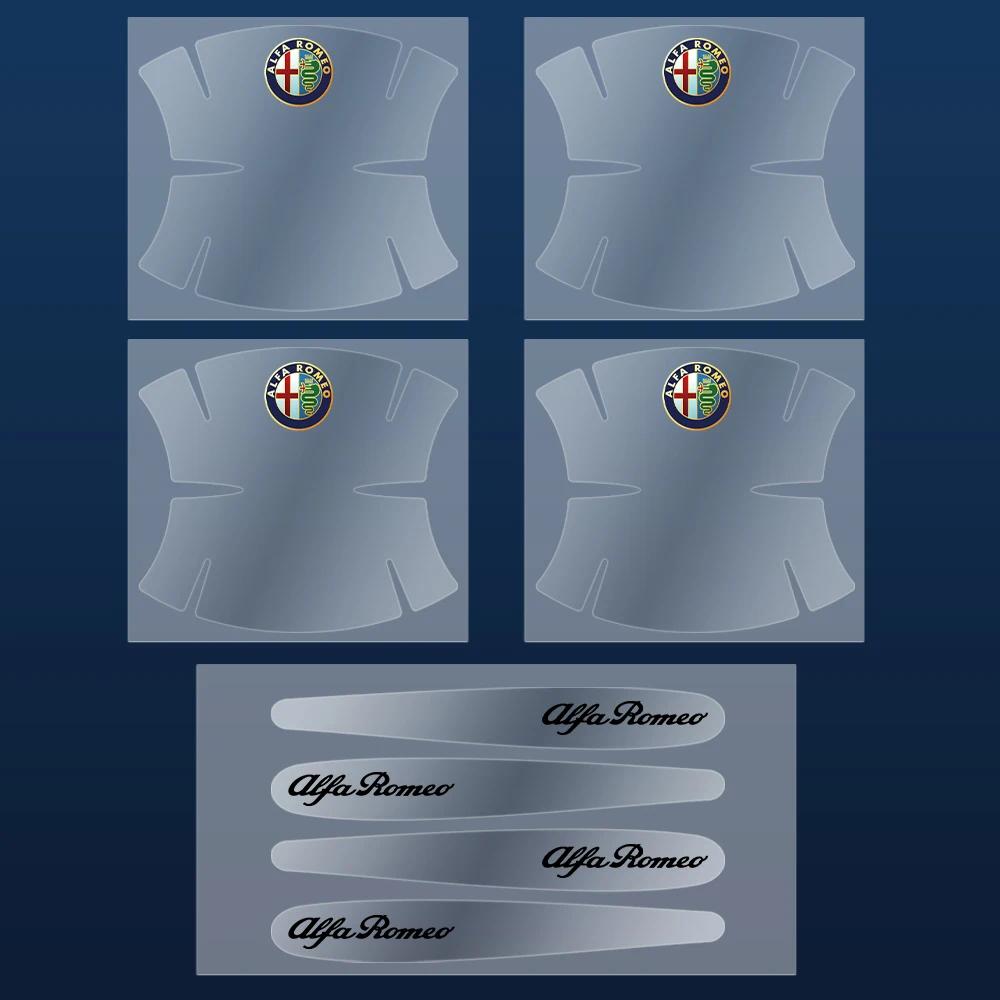 Hub Caps 8pcs PVC Transparent Car Door Handle Protector Film Anti Scratch Stickers For Alfa Romeo Giulietta 147 Giulia Car Acces CVO1
