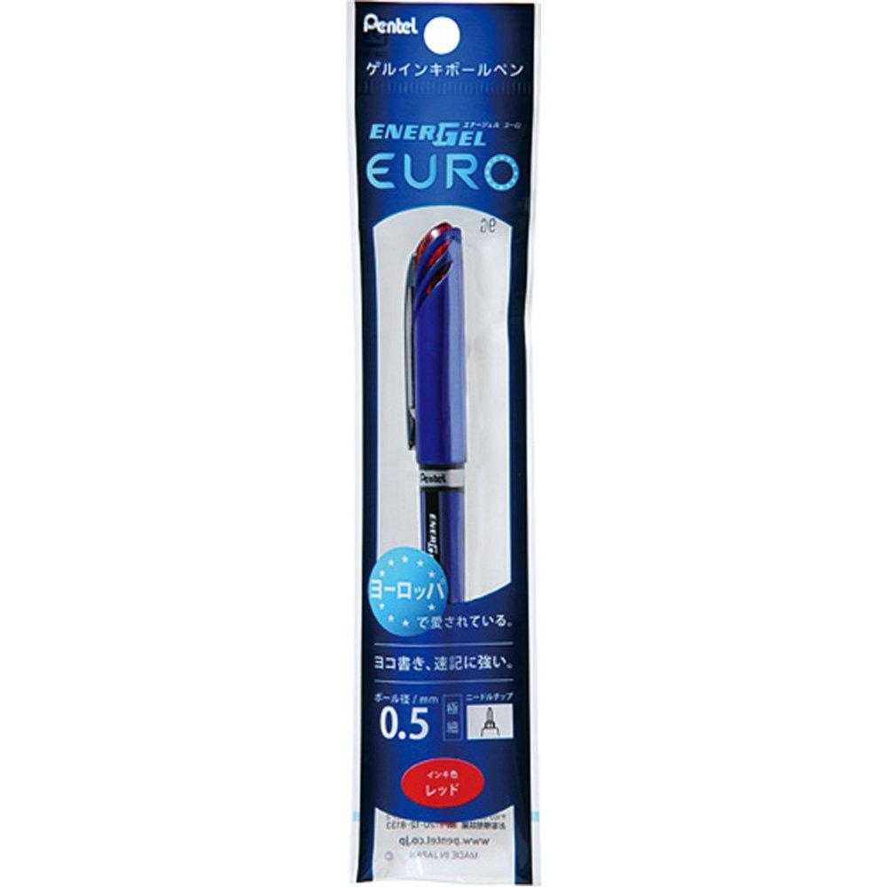 Pentel Gel Ink EnerGel Euro Ballpoint Blue 5 Pens Pen, 0.5mm, Barrel, XBLN25-B, Red,