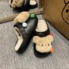 Cute bear cartoon cotton slippers women wear winter thick bottom warm indoor home removable wool cotton slippers