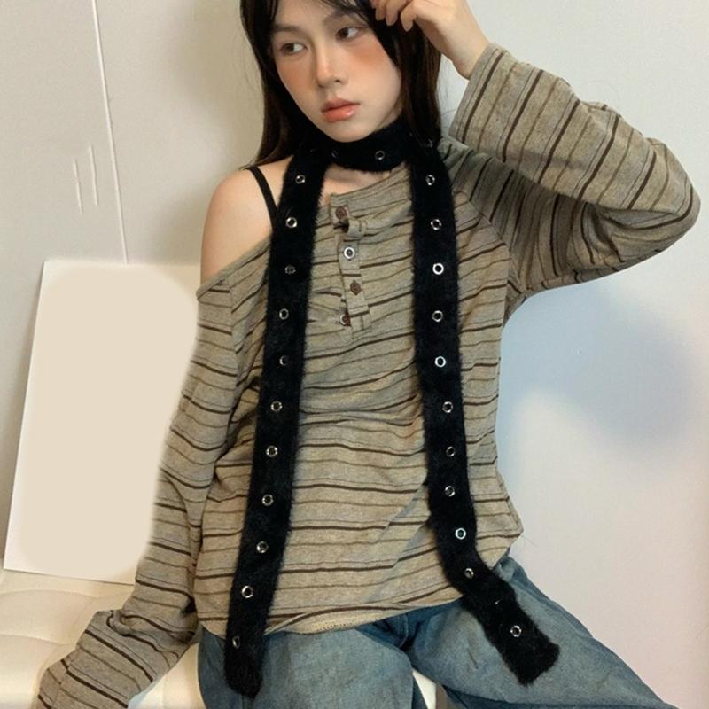 Hollows Knitted Plush Scarf Long Stripe Winter Wrap Acrylic Blend Soft Unisex Accessory For Women Men Kids