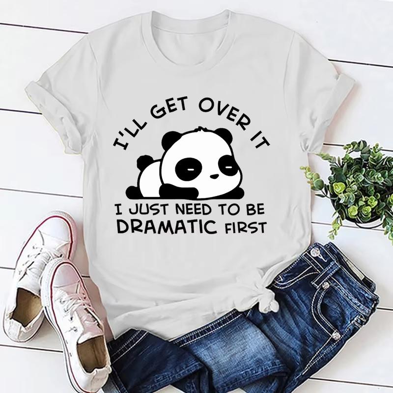 Cute Panda Printing TShirt Women Fashion Casual Tees Round Neck TShirt S