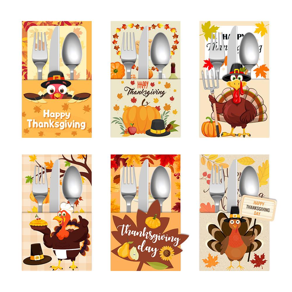 Creative Theme Thanksgiving Turkey Paper And Fork Set Party Desktop Decor