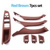 LHD Carbon Fiber Beige Black Interior Door Pull Handle Trim Cover Set For BMW 5 Series F10 F11 F18 520i 523i 525i 528i 535i
