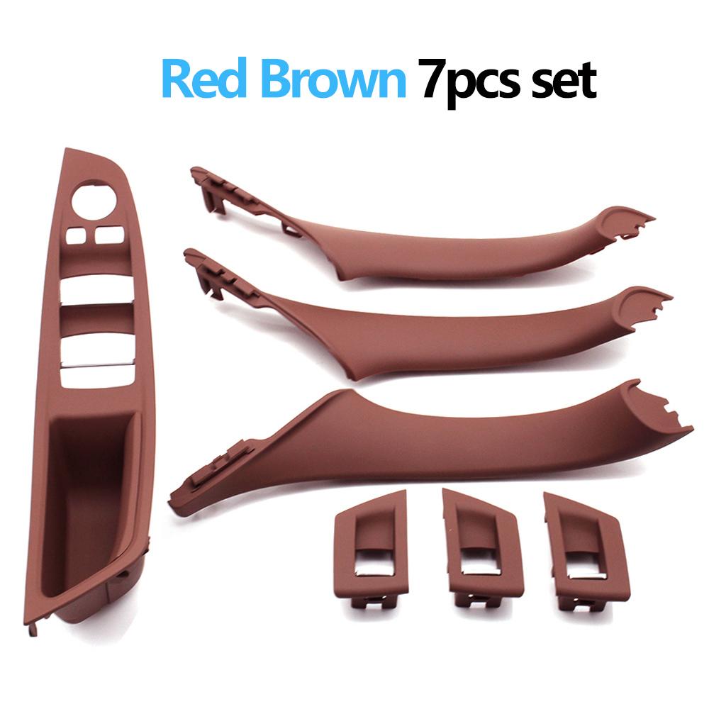 LHD Carbon Fiber Beige Black Interior Door Pull Handle Trim Cover Set For BMW 5 Series F10 F11 F18 520i 523i 525i 528i 535i