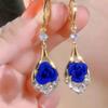 Elegant Red Rose Rhinestone Dangle Earrings - Luxurious Fashion Ear Clips
