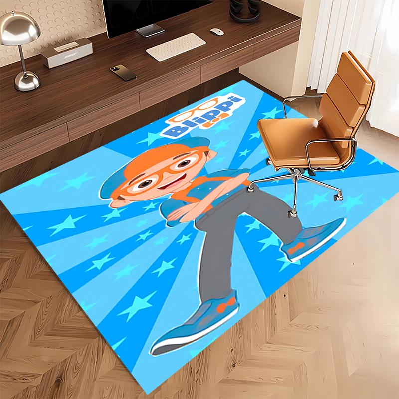 1pc Blippi Print Area Rug - Soft, Washable Non-Slip Indoor Mat, Living Room, Home Office Decorative Rug,Office Decorative