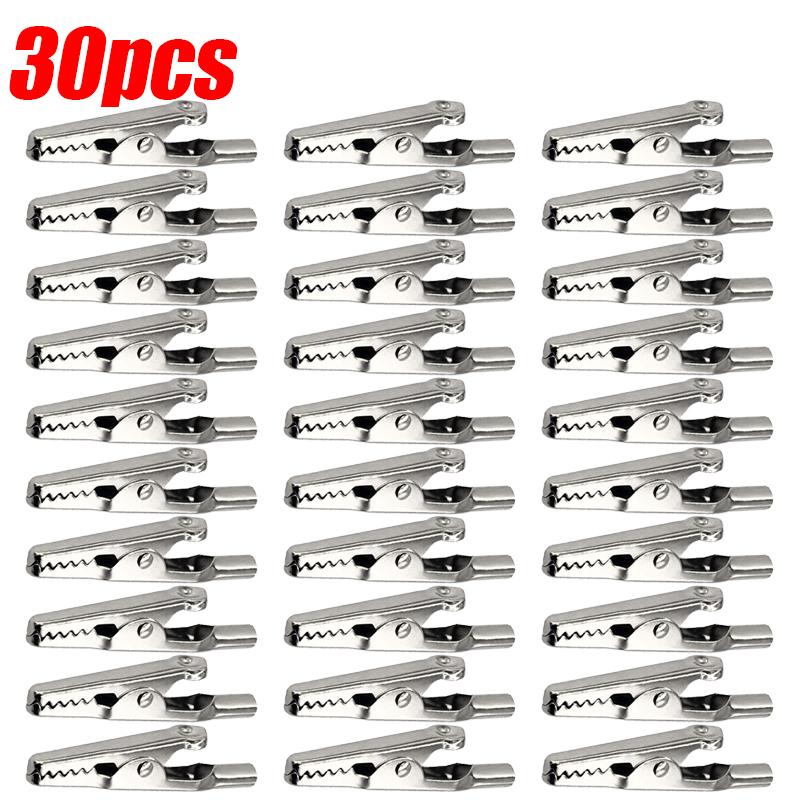 1/50pcs Metal Alligator Clips Crocodile Test Clip Cable Lead Screw Fixing Tools Connectors Silver Electric Test Pins Supplies