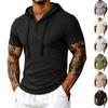 Heren Gebreide Hoodie met Korte Mouwen - Casual Zomerse Hoodie T-shirt, Lichtgewicht Pullover Tee voor Dagelijks Gebruik, Comfortabele Streetwear Top